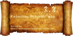 Kalocsay Nikodémia névjegykártya